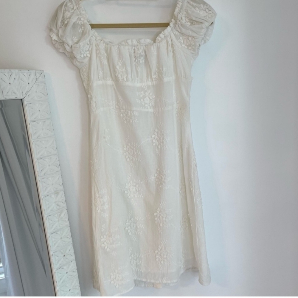 O.P.T. Small White Ethereal FloralEmbroidered Cap Sleeve Mini Dress NWT - Picture 4 of 8